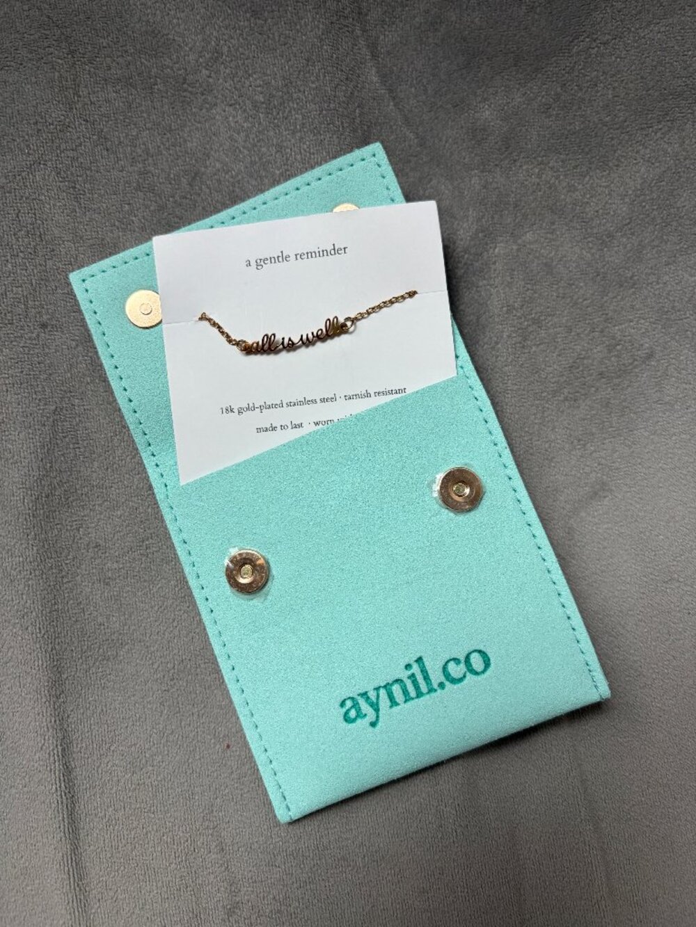 NWT Aynil "all is well" 18k gold plated bracelet